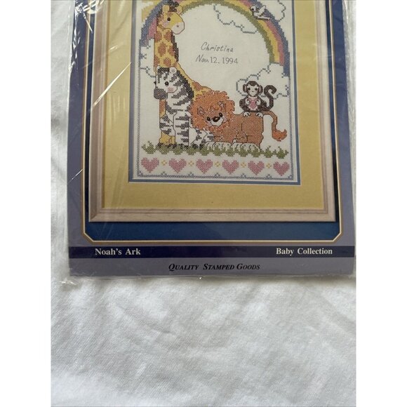 Bucilla Special Edition Stamped Cross-Stitch Birth Record Kit Noahs Ark Baby Col - Picture 4 of 7
